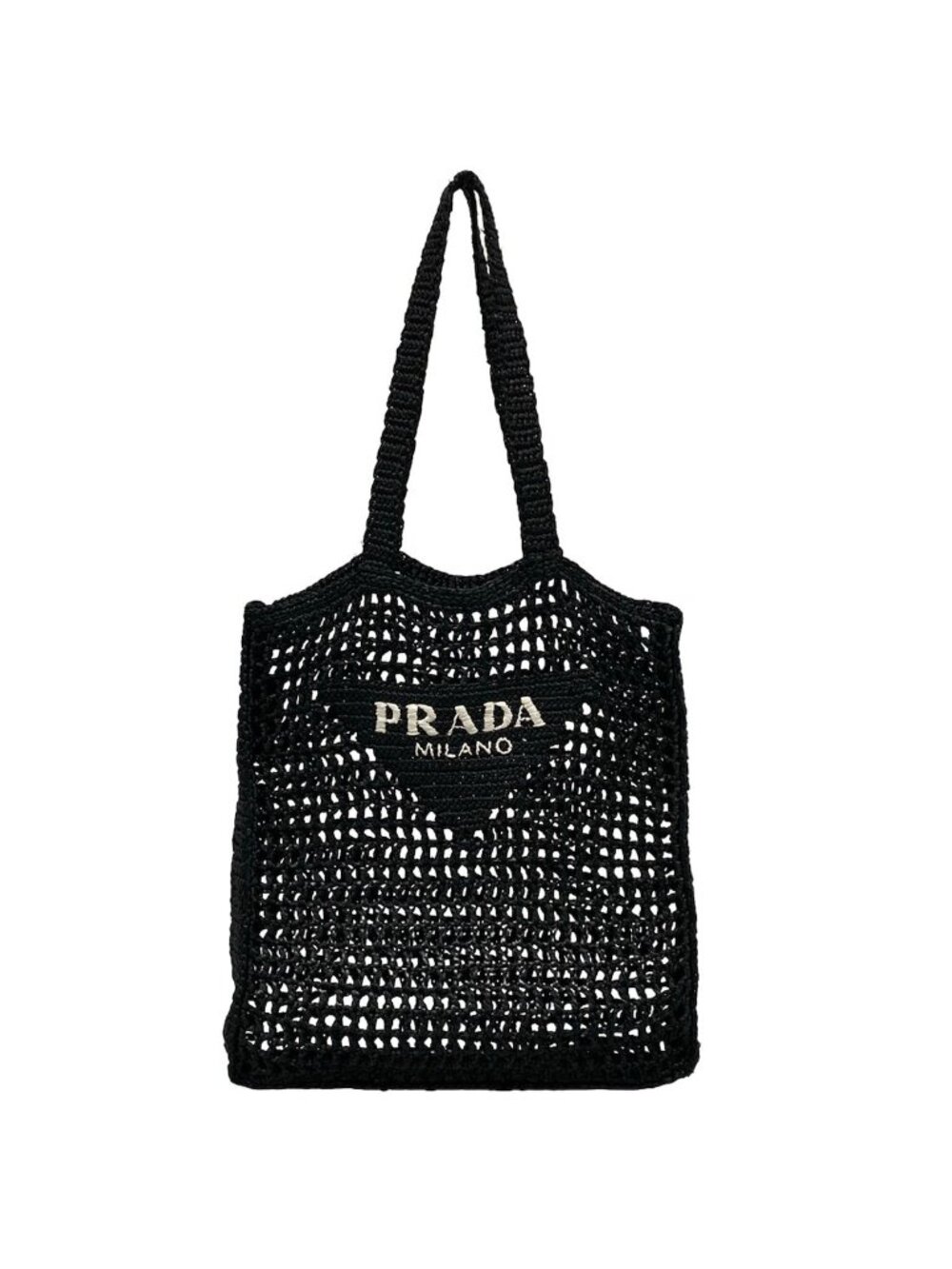 Prada Tote Bag Clochette Black Leather Tag
